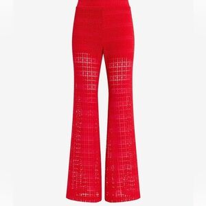 Express Chic Red Lace Flare Pants-0Short
